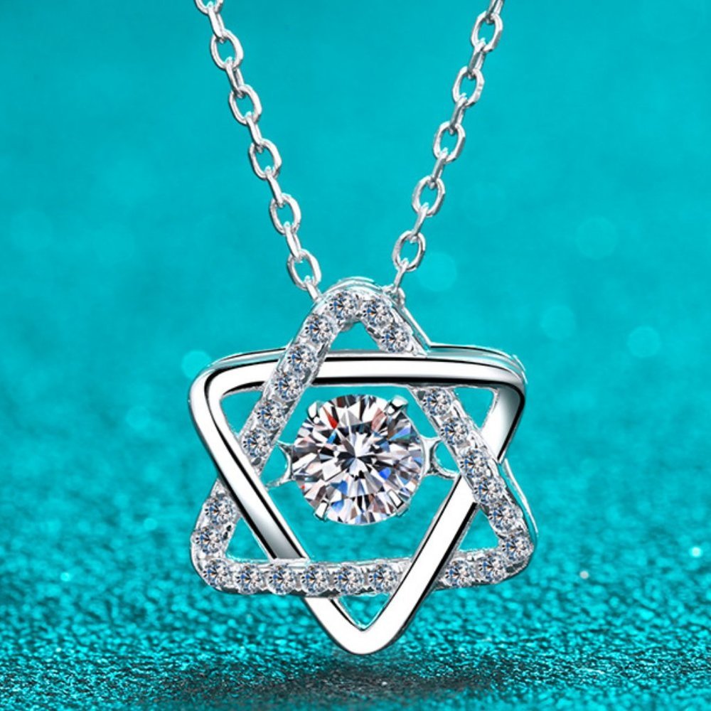 Certified 1/2ct. t.w. Diamond Moissanite Dancing Star Necklace NEW